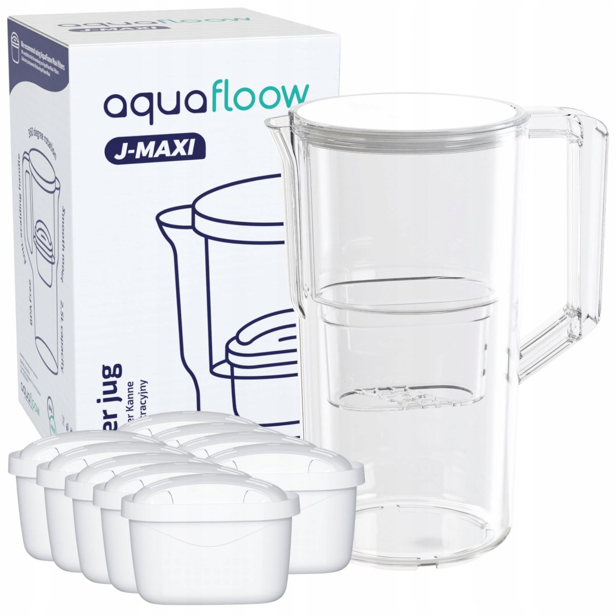 Dzbanek Do Wody Aquafloow J-Maxi 2,5L + 10X Filtr