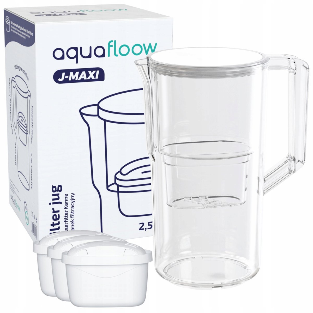 Dzbanek Do Wody Aquafloow J-Maxi 2,5L + 3X Filtr