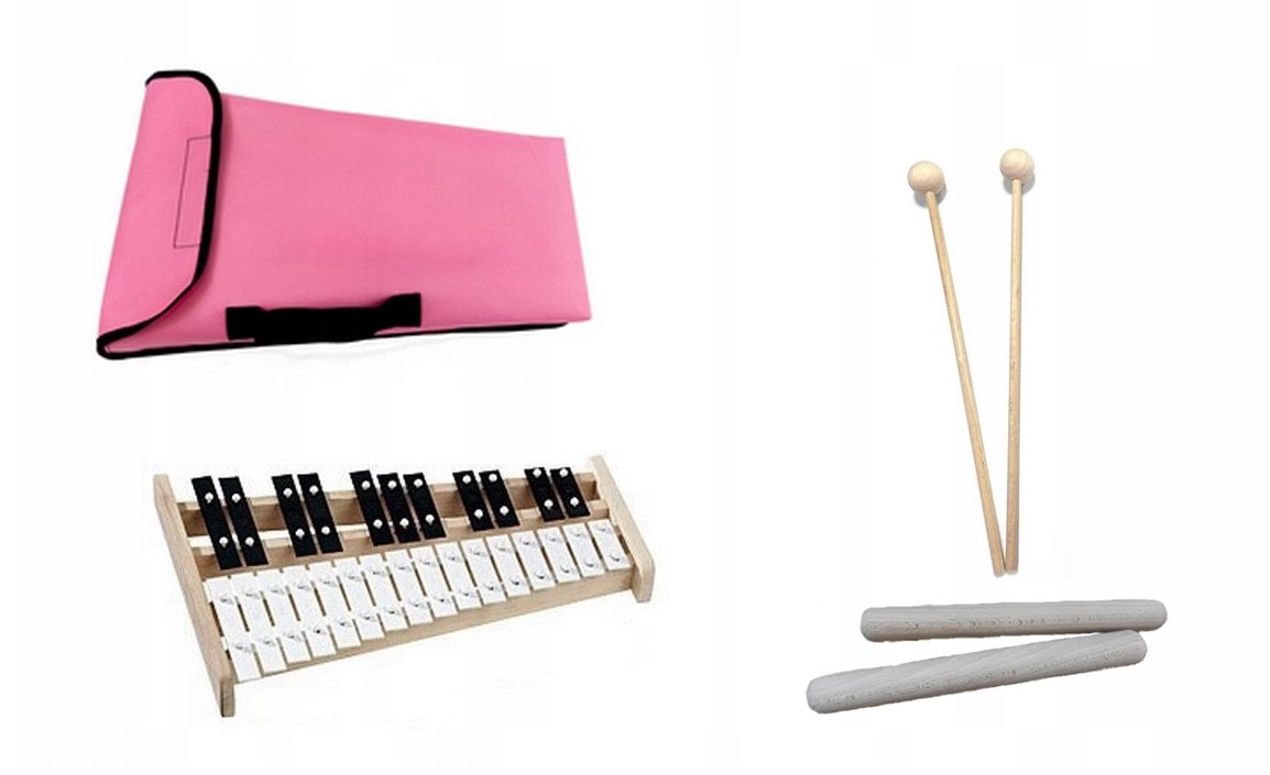 Dzwonki Chromatyczne 27-ton Kaja + klawes + pokrowiec różowy