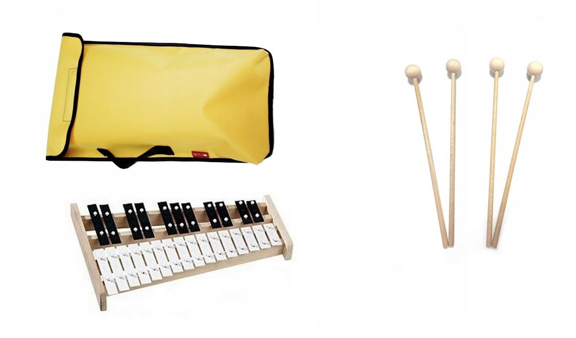 Dzwonki Chromatyczne 27-ton Kaja + 4 pałki + pokrowiec żółty