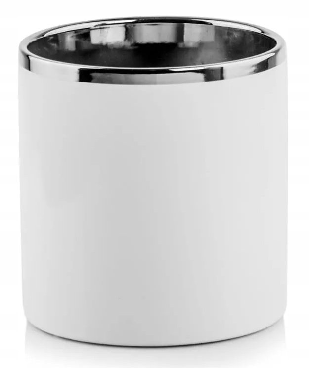 Osłonka ceramiczna biało-srebrna cylinder 20 cm