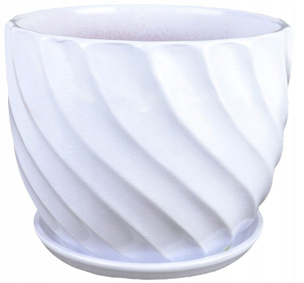 Doniczka ceramiczna z podstawką biała 21 cm