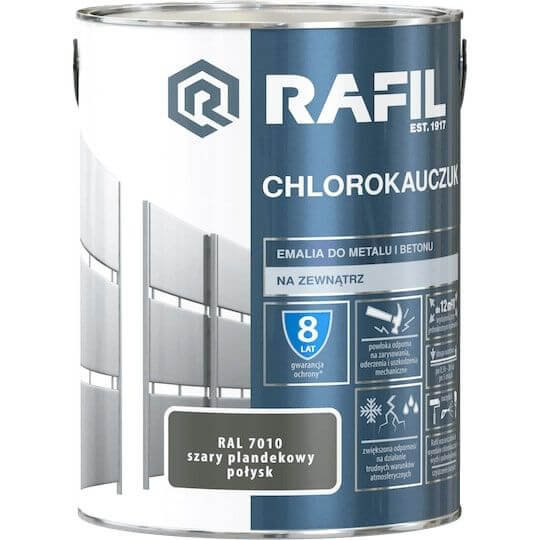 Emalia Chlorokauczukowa Szary Plandekowy RAL7010 5L Rafil