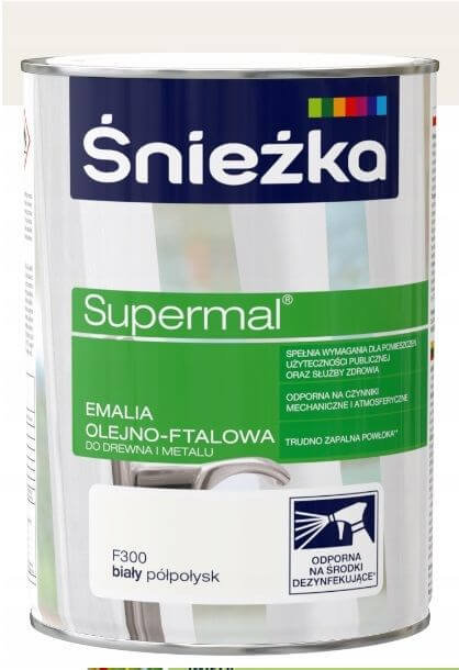 Emalia Olejno-Ftalowa Supermal Biały Półpołysk 0.8L  Śnieżka