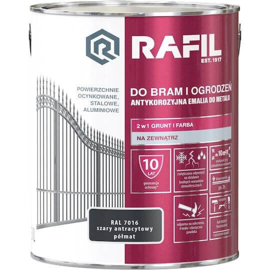 Emalia do bram i ogrodzeń Rafil szary 3L