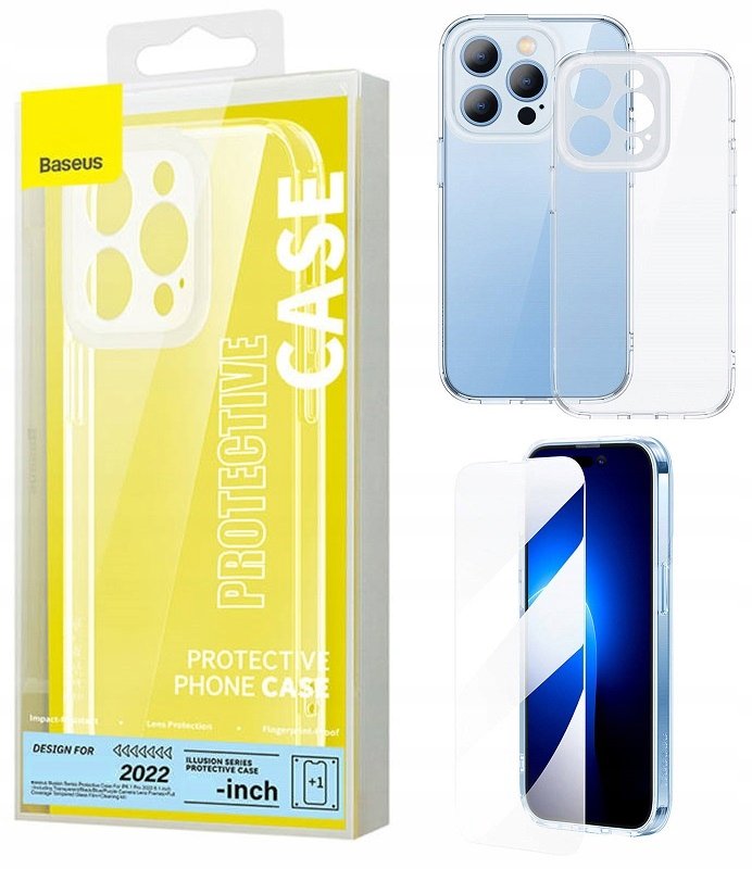 Baseus Illusion Case Etui obudowa case ze szkłem hartowanym i protektorami aparatu do iPhone 14 Pro Max 6.7'' - uniwersalny