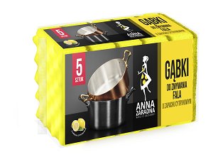 Stella Anna Zaradna Gąbki do zmywania Fala o cytrynowym zapachu 1op.-5szt