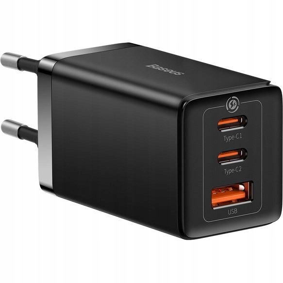 Baseus Ładowarka sieciowa GaN5 Pro 2xUSB-C + USB, 65W czarna