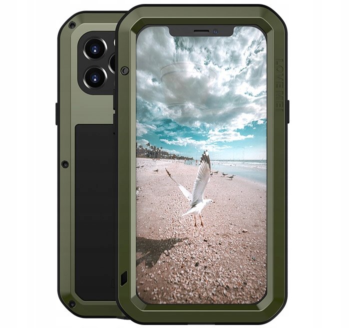 Love Mei Etui Pancerne + szkło iPhone 12 Pro, zielone 6932809615892
