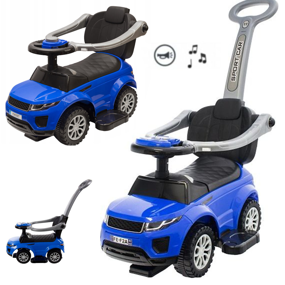 Coil Coil Jeździk z pchaczem sportowe auto niebieskie C0331-BLUE