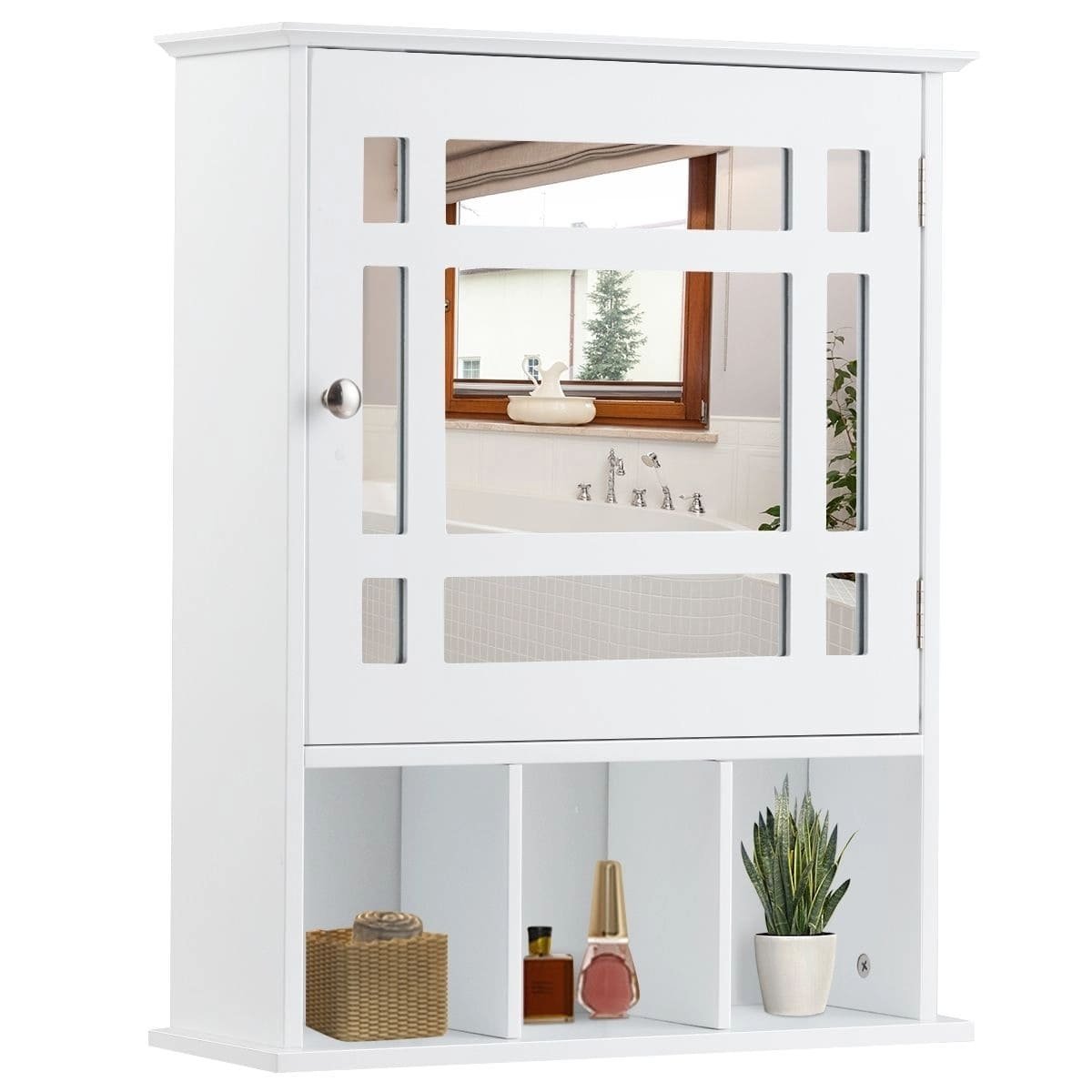 Szafka Łazienkowa Z Lustrem Biała 50 X 16 X 61 cm