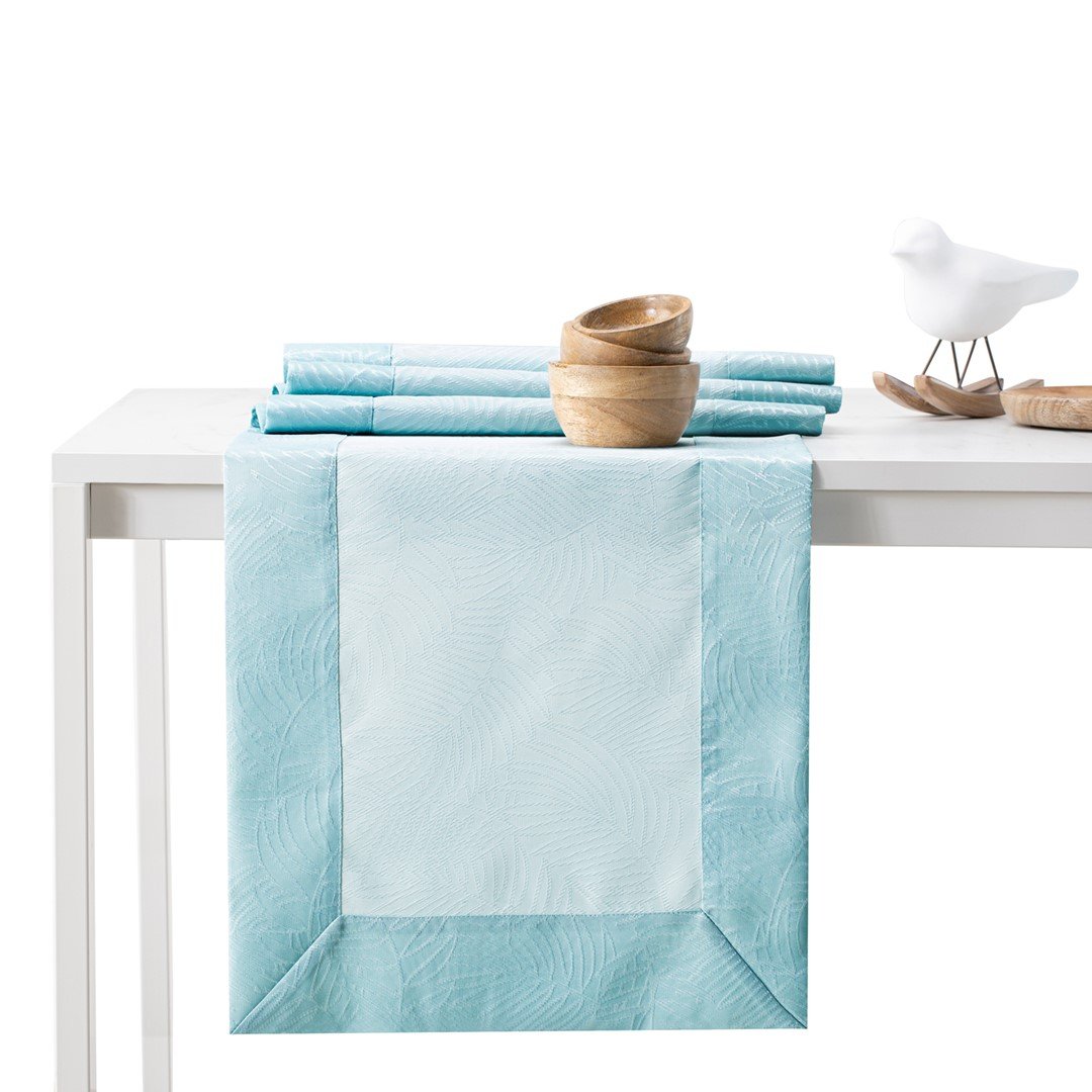 Obrus Gaia Niebieski Tłoczony Roślinny 40x140 AmeliaHome - TCLOTH/AH/GAIA/BRD/RETROBLUE/40X140