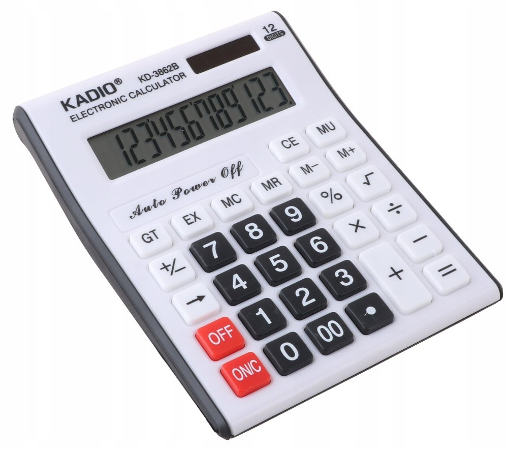 Kalkulator Biurowy Biały 12 Cyfr Elektroniczny
