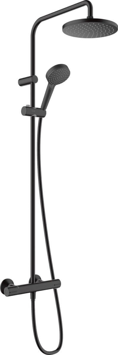 Hansgrohe Vernis Blend Zestaw prysznicowy termostatyczny ścienny z deszczownicą czarny mat 26276670