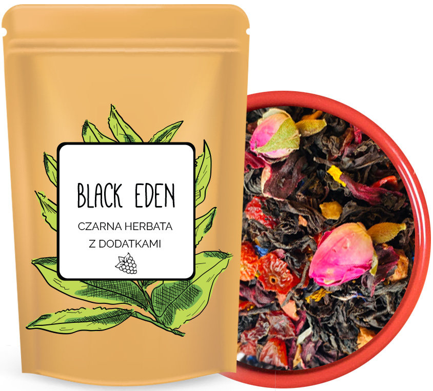 ❣️BLACK EDEN❣️ Czarna herbata ➕ Hibiskus ➕ Czarna porzeczka ➕, Ananas ➕ Pączki róży