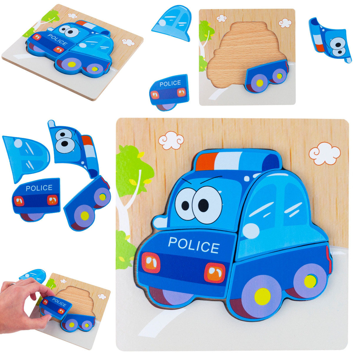top Inna Marka TG50030 PUZZLE DREWNIANE UKŁADANKA POLICJA AUTO POJAZD 5900291032115