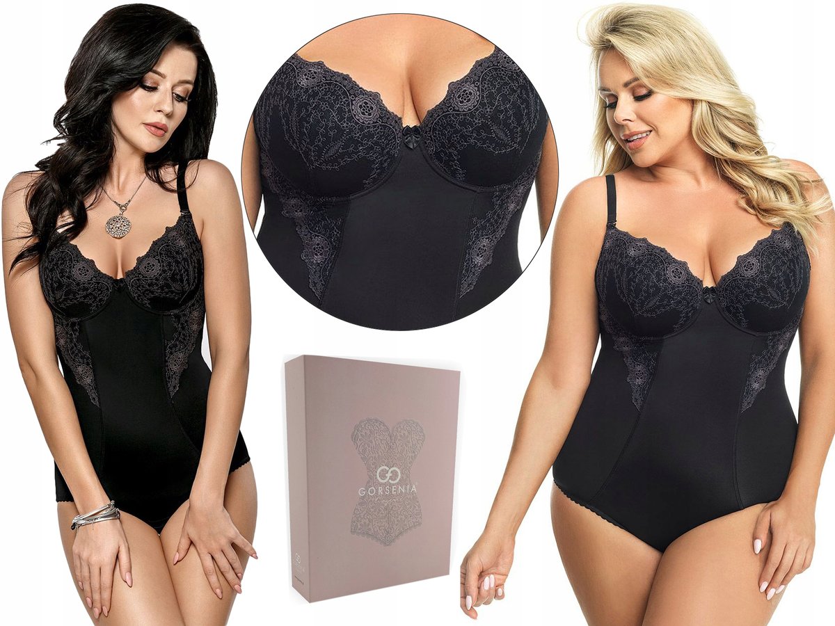 Modelujące CZARNE body GORSENIA G184 LIVIA, 75F