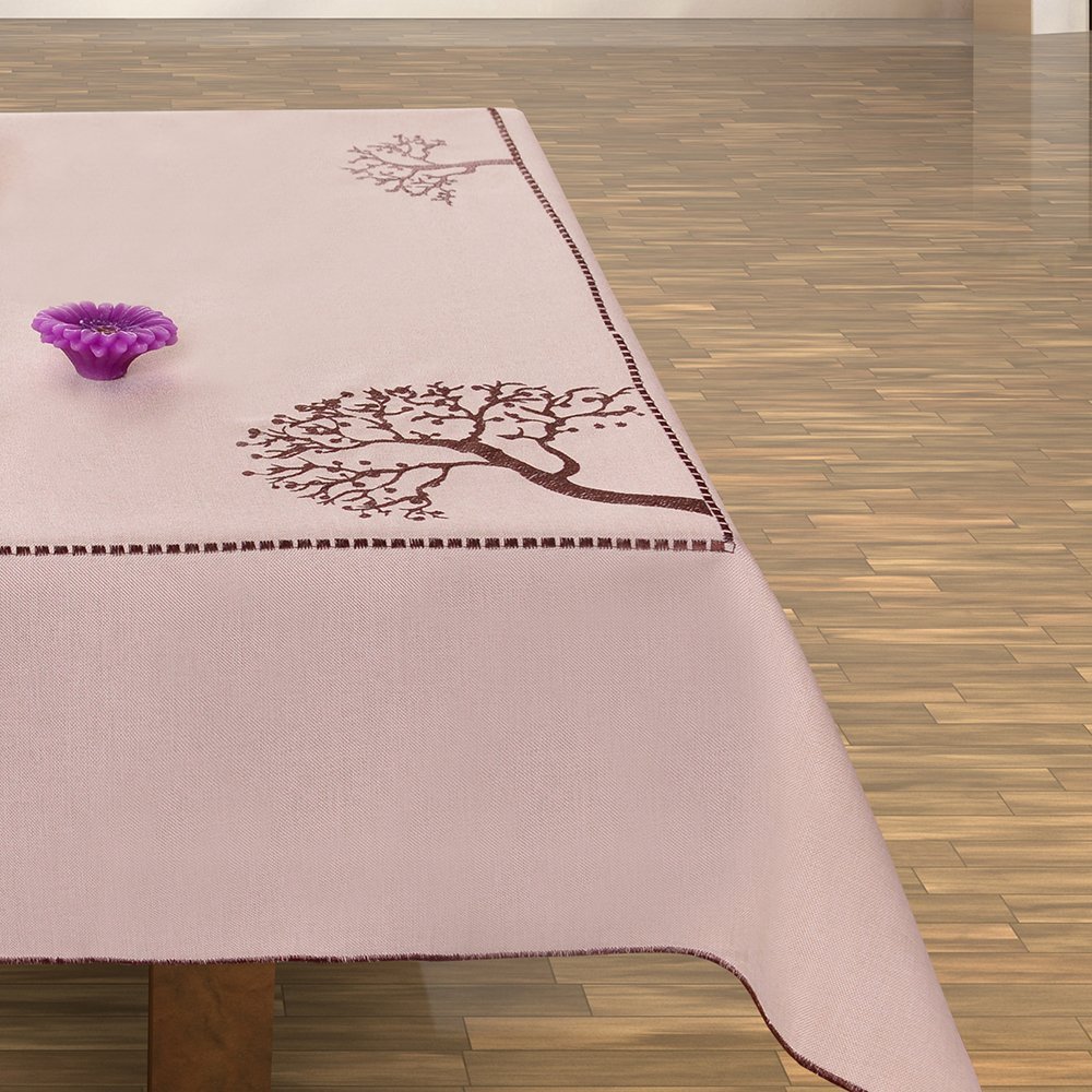 DecoKing - Obrus haftowany - Drzewa - Beżowy 40x140 cm