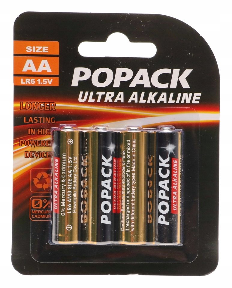 4 Sztuki 4X Bateria Alkaliczna Popack Lr6 R6 Aa