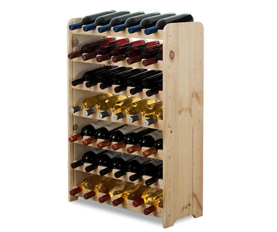 Drewniany regał stojak na wino - RW31 na 42 butelki Naturalny Drewno sosnowe / Wamar-Sosenka