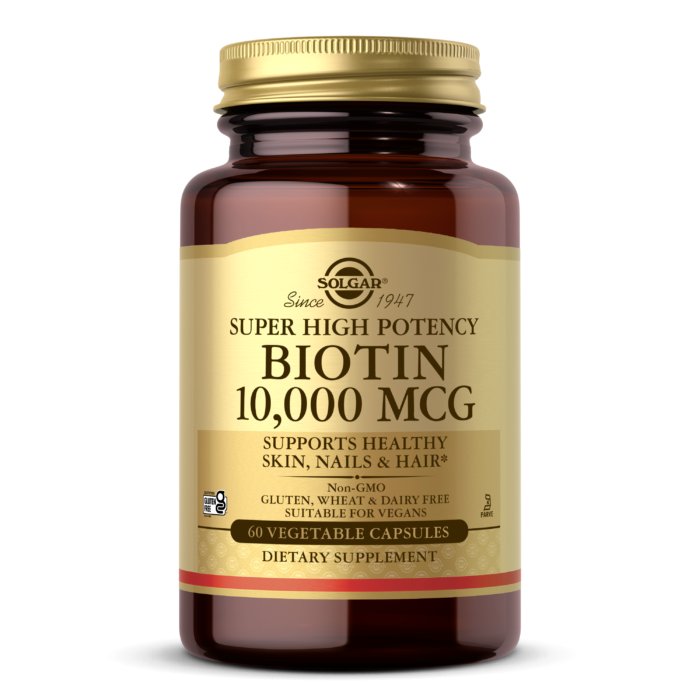 SOLGAR Biotin 10,000 (Biotyna, Włosy, skóra i paznokcie) 60 Kapsułek wegetariańskich