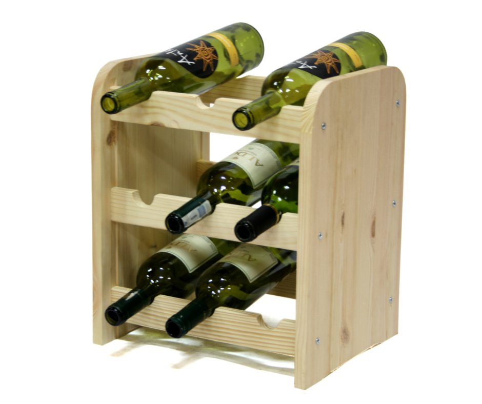 Drewniany regał stojak na wino - RW31 na 9 butelek Naturalny Drewno sosnowe / Wamar-Sosenka
