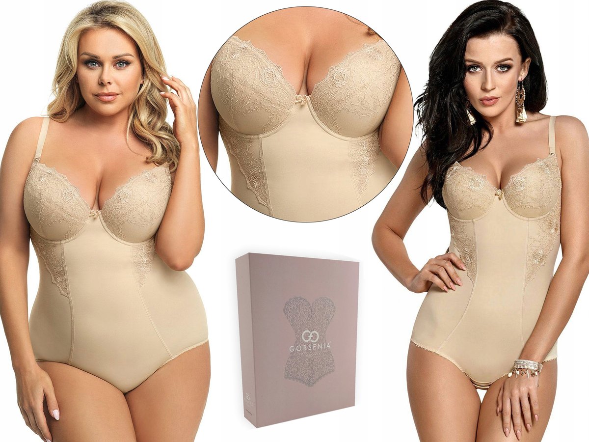 Modelujące BEŻOWE body GORSENIA G184 LIVIA, 95D