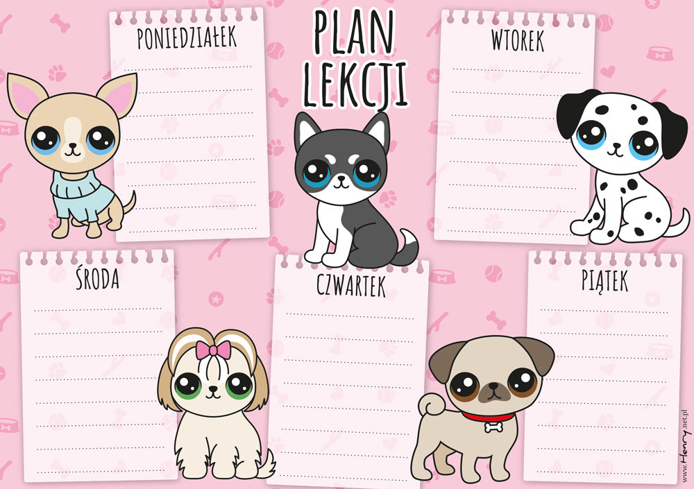 Henry, plan lekcji a5 pieski