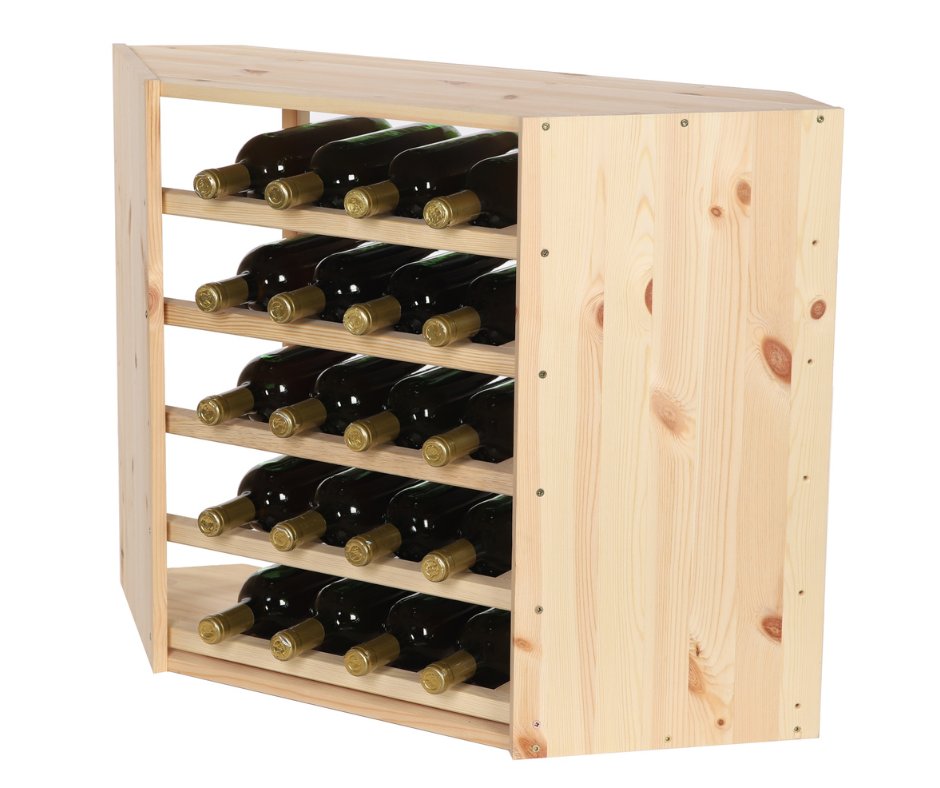 Modułowy Drewniany Narożny Regał Stojak na Wino RW61 5 Leżni – Naturalne Drewno sosnowe / Wamar-Sosenka