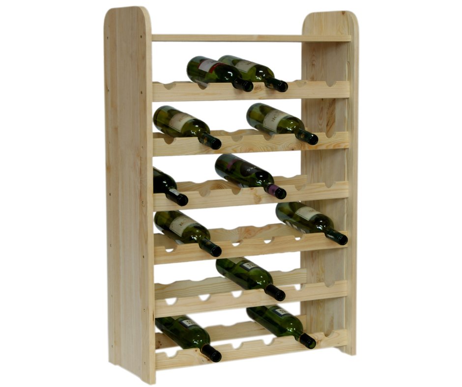Drewniany regał stojak na wino z półką - RW31 na 36 butelek Naturalny Drewno sosnowe / Wamar-Sosenka