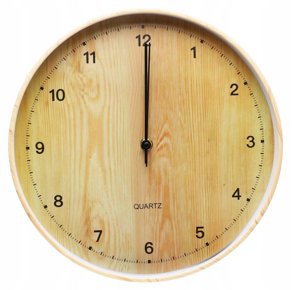 Zegar Ścienny Cichy 30 cm Wzór Drewno Okrągły 3395