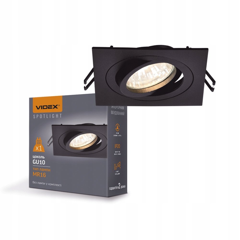 Oprawa SPF08S na GU10 - Kwadratowa, Czarna