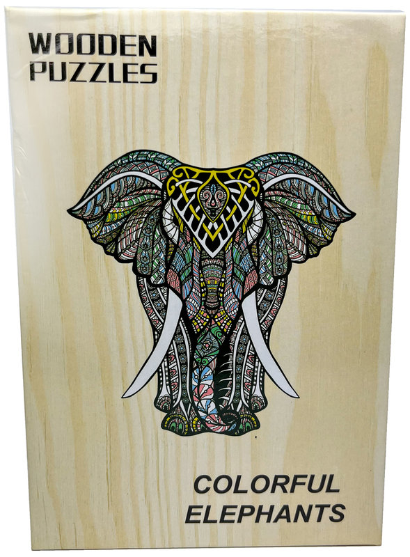 Puzzle Drewniane A4 Kolorowy Słoń