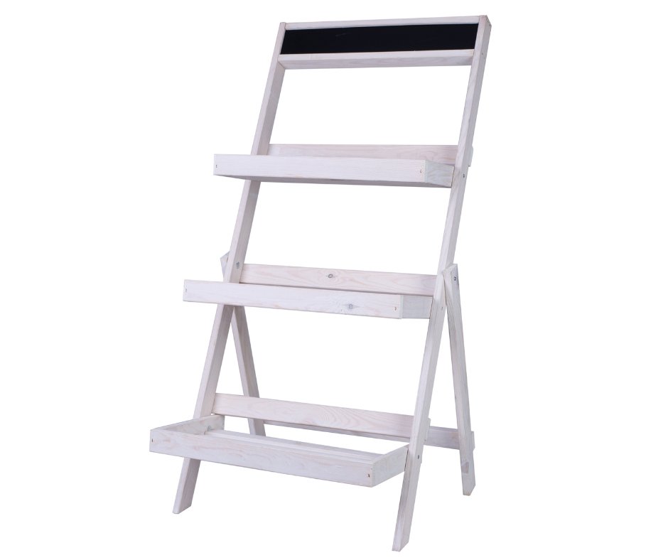 Drewniana Etażerka Stojak Z Półkami Na Kwiaty 100X52X52 Cm Wykończenie Białe Drewno Sosnowe / Wamar-Sosenka