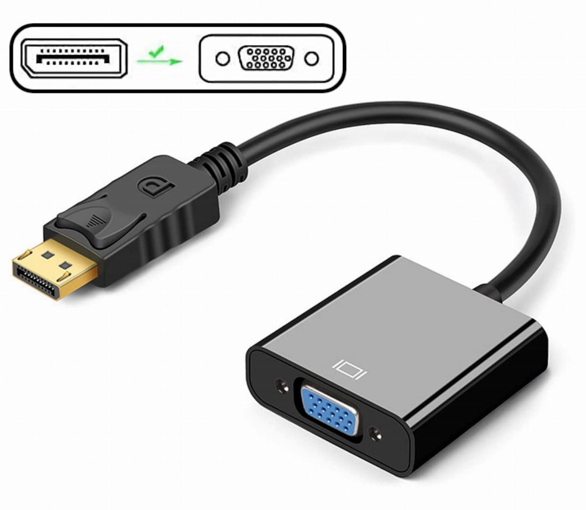 Adapter przejściówka Dp DisplayPort na Vga 1080p