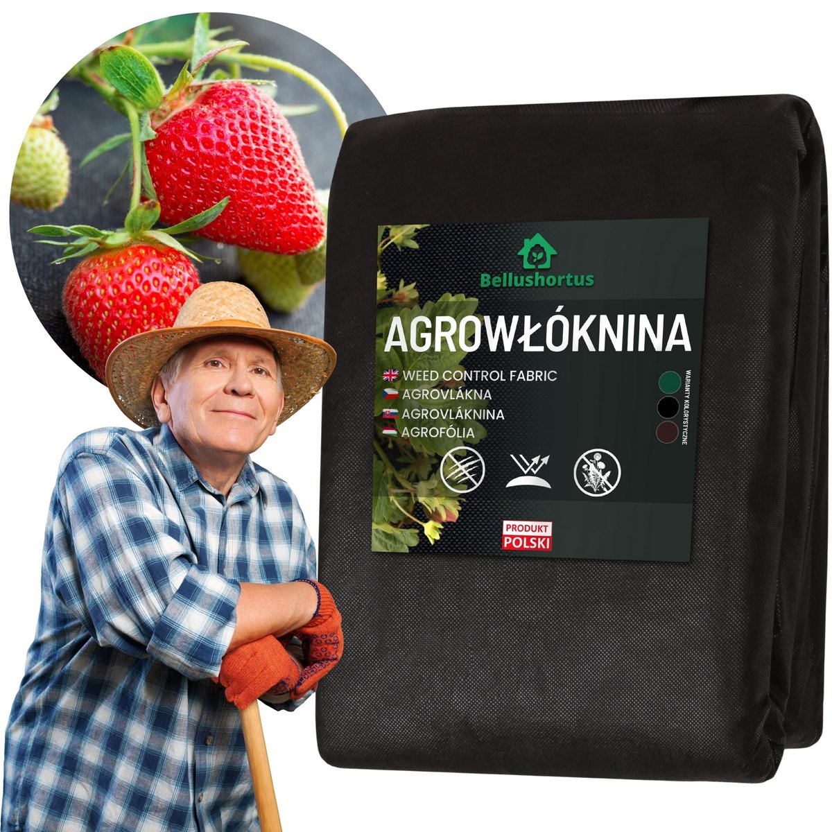 AGROWŁÓKNINA CZARNA UV 1,6x5m P-150G/M2 GRUBA Mata NA CHWASTY pod kamienie