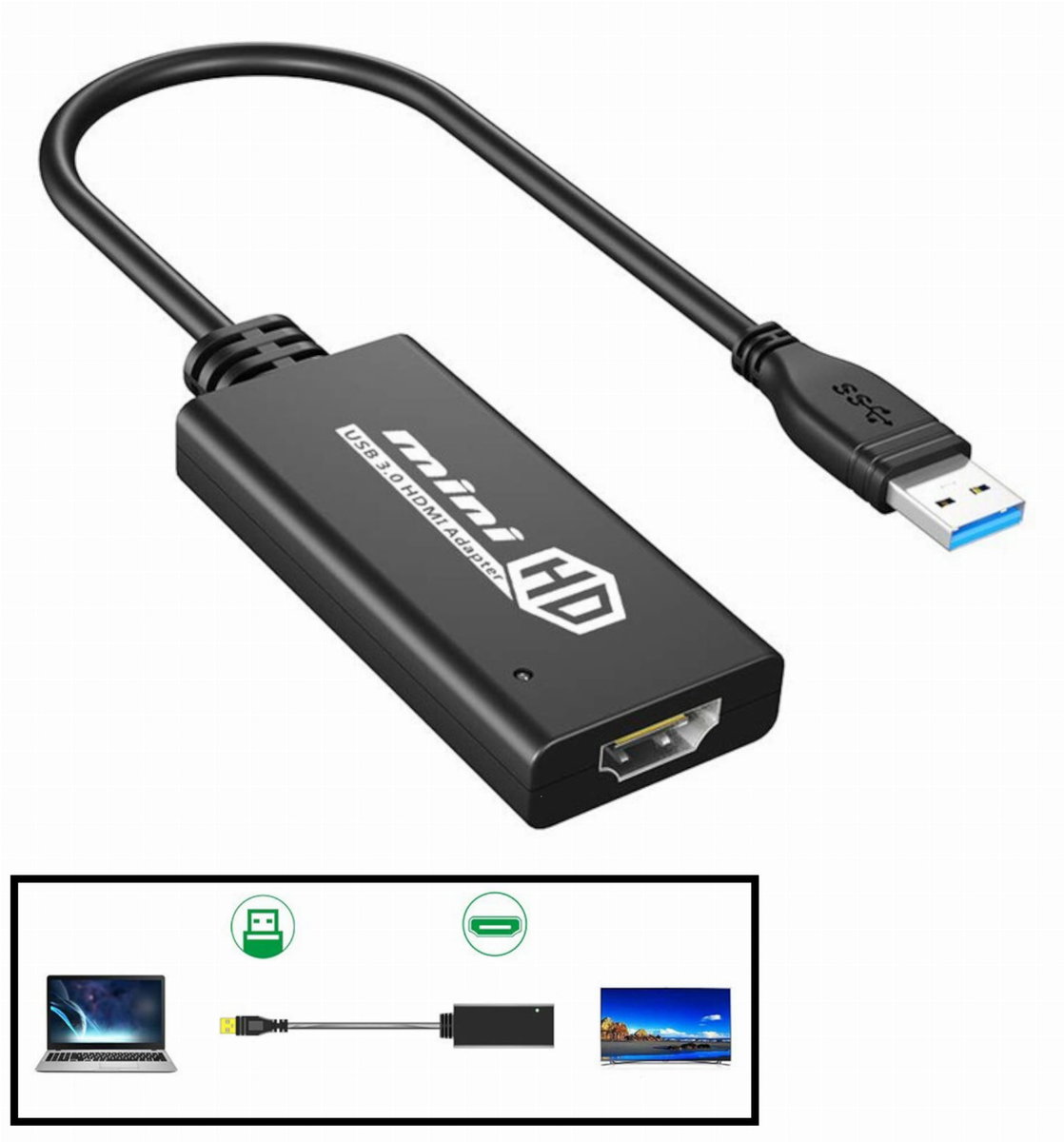 Usb 3.0 na Hdmi Konwerter obrazu Hd Win 10 8 7 Xp