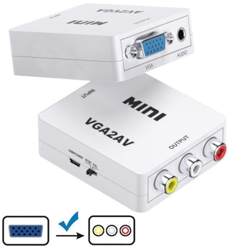 Adapter obrazu z Vga + jack 3,5mm na Av Rca audio