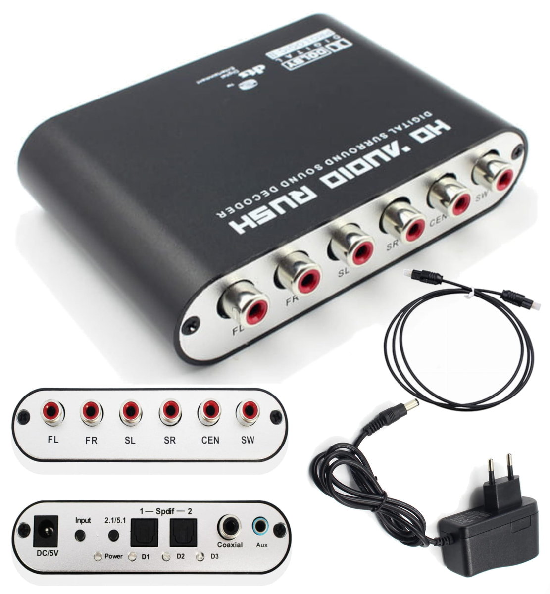 Konwerter / Dekoder Dźwięku Dts / Ac3 Na 5.1 / 2.1 Toslink