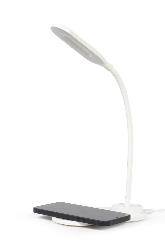Lampka biurkowa LED z ładowarką bezprzewodową Gembird (biała)