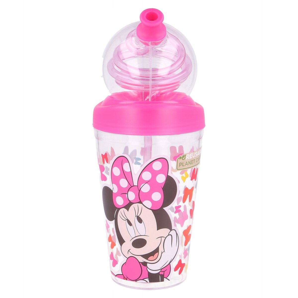 Myszka Minnie Bidon Z Ozdobną Rurką Szklanka 420Ml