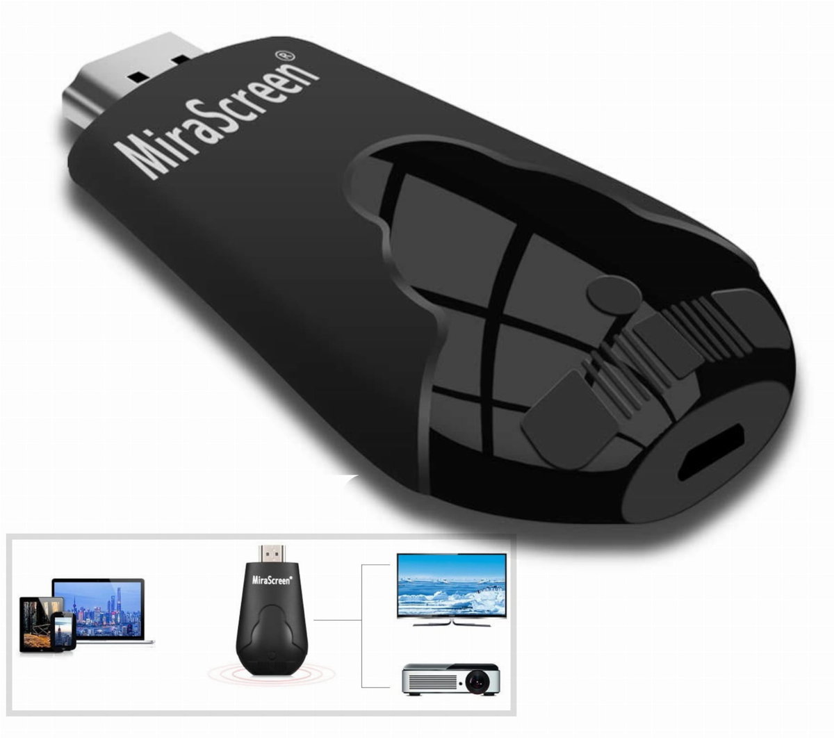 Mirascreen K4 Czarny 2.4Ghz Airplay Miracast Dlna