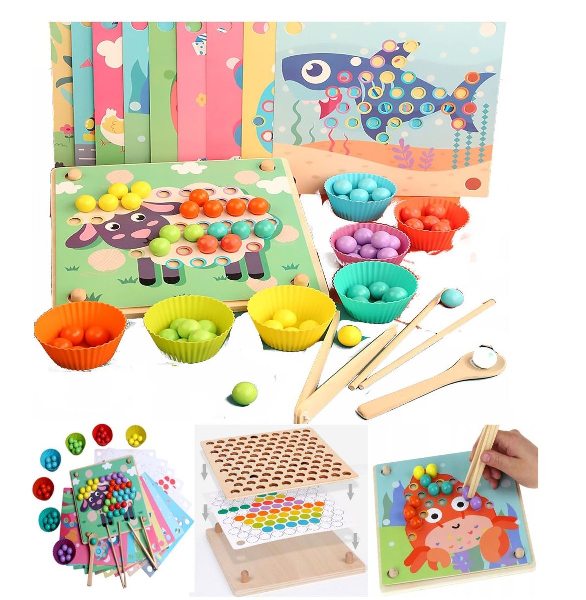 Super Zabawka Edukacyjna Drewniana Układanka - Kulki - -Montessori