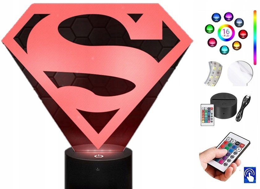 Lampka na biurko Superman 16kolorów LED PLEXIDO