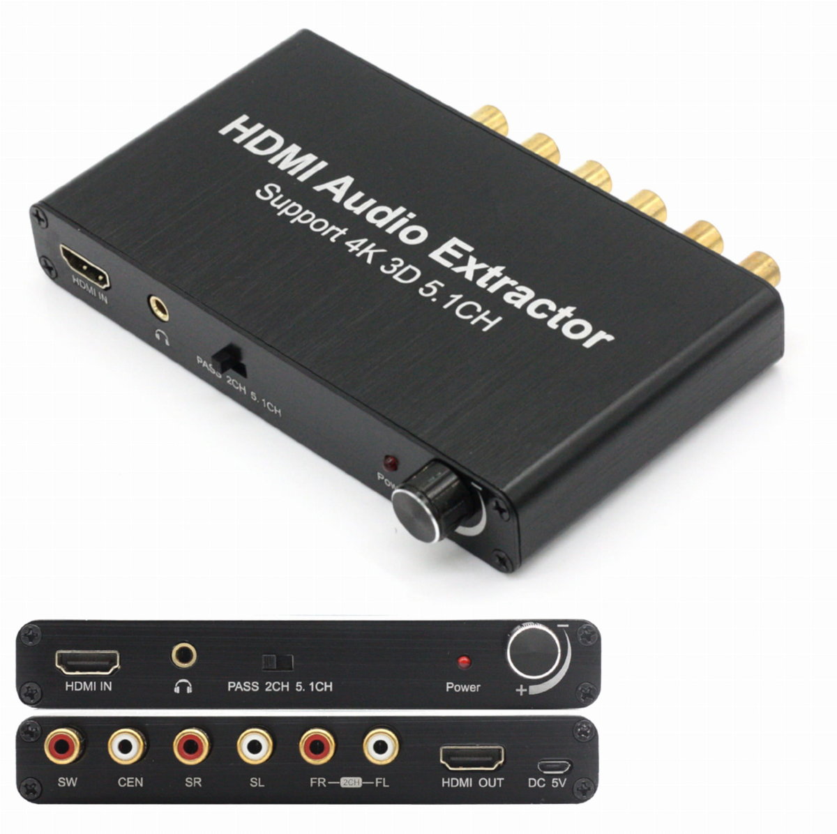 Ekstraktor Audio z Hdmi do Hdmi + 5.1 Chinch
