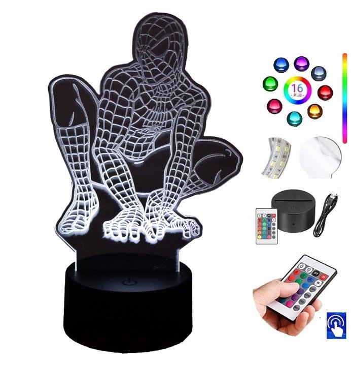 Lampka na biurko Spider Man 16kolorów LED PLEXIDO