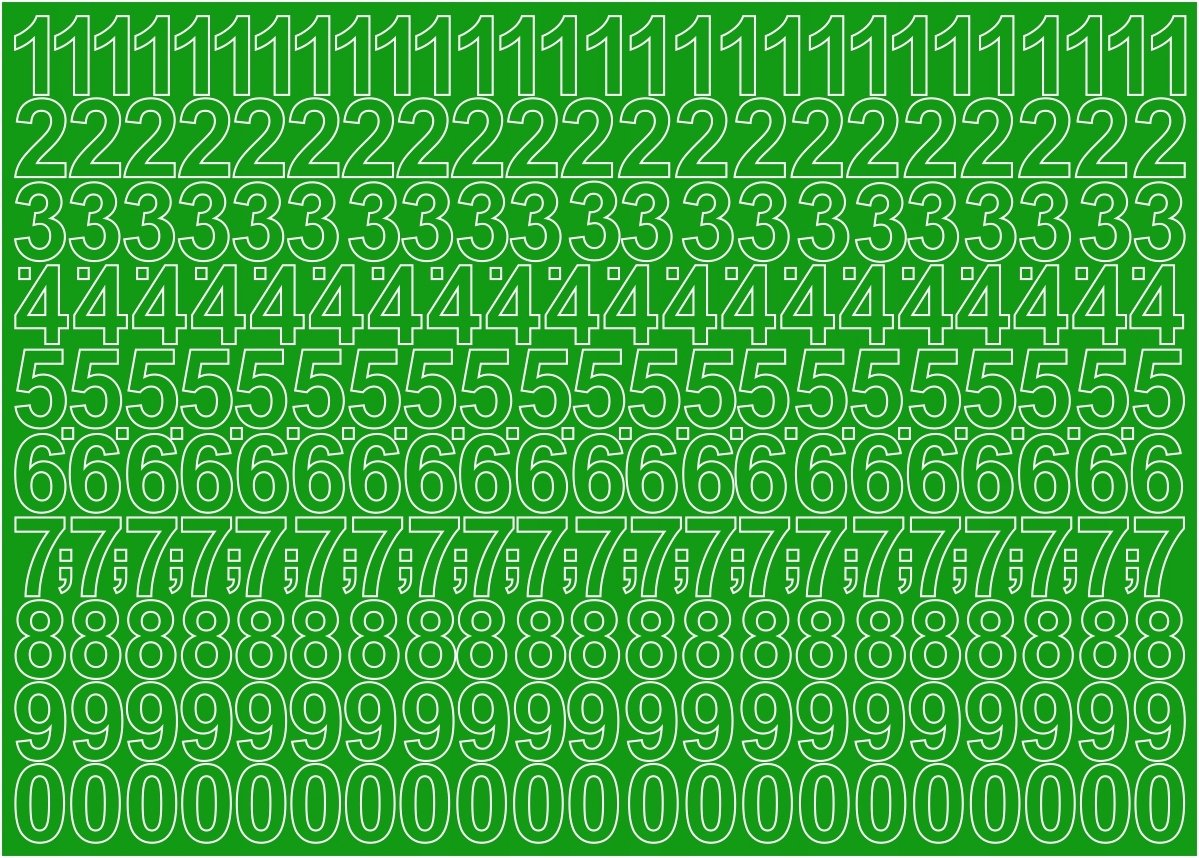 Cyfry Samoprzylepne Zielone 4cm Zestaw 276 Cyfr