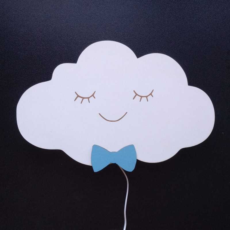 Lampka Chmurka Z Niebieską Muchą LED/Drevniane.Pl