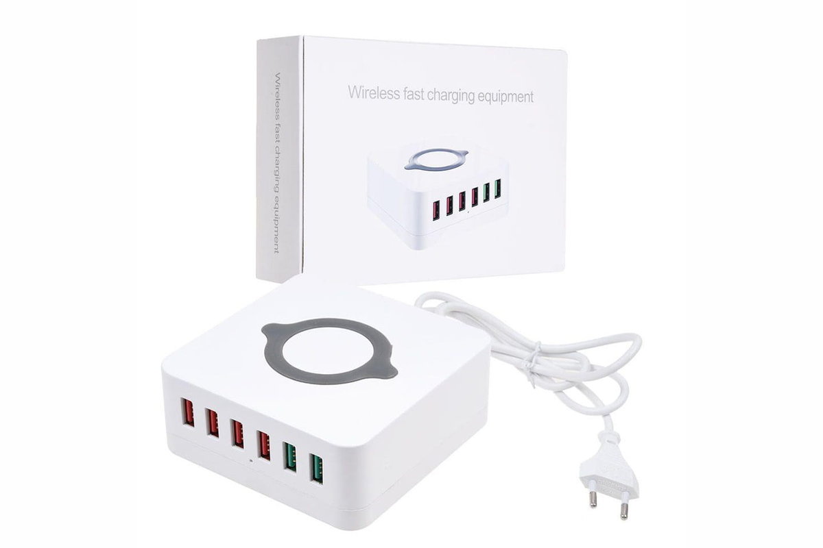 Ładowarka Indukcyjna 10W 6x Usb ładowanie Qc 3.0
