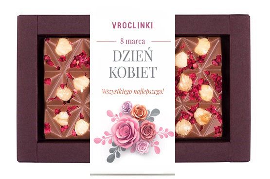 Czekolada mleczna Z Malinami I Orzechami Laskowymi - Dzień Kobiet Różowe Róże
